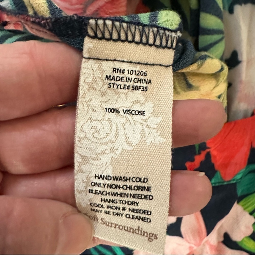 Soft Surroundings Everglade Hibiscus Wide Leg Plus Floral Print Pants Sz 1X GUC - Picture 8 of 9
